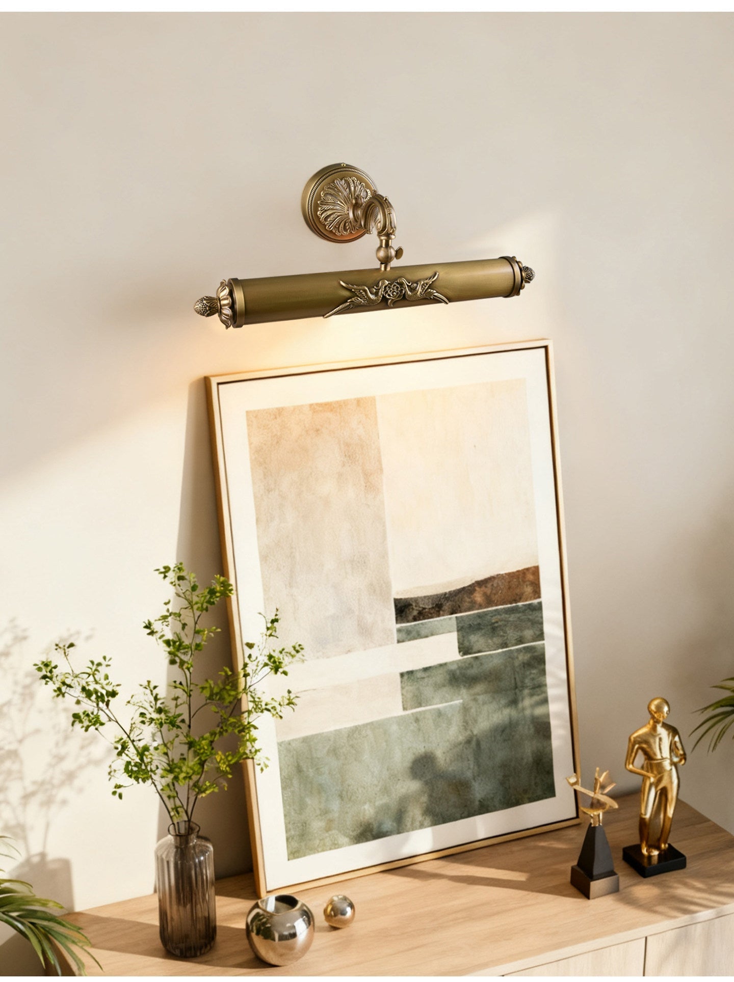 Florence Brass Wall Light, Hardwired Wall Sconce, detail 5