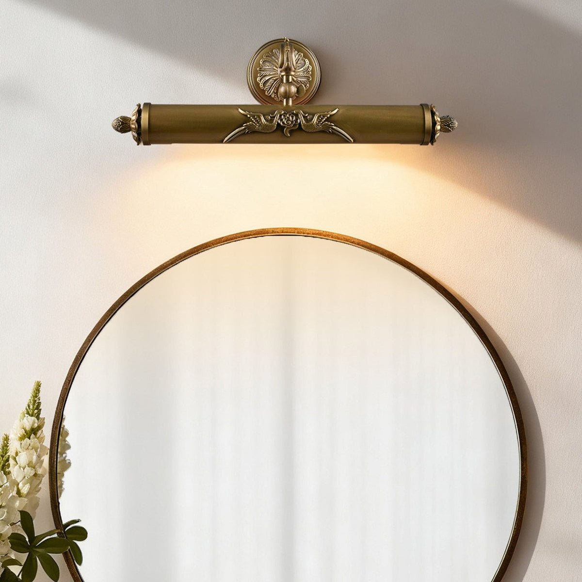 Florence Brass Wall Light, Hardwired Wall Sconce, detail 6