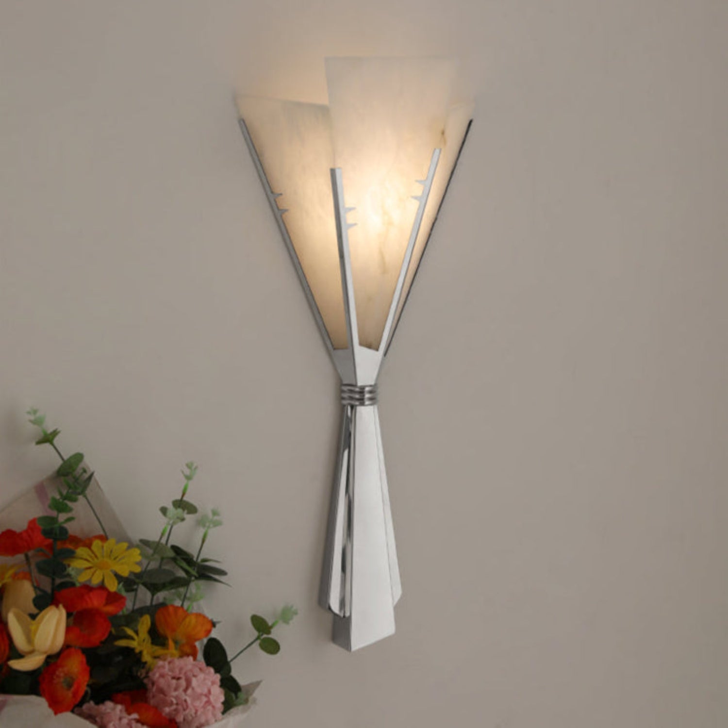 Florent Alabaster Fan Wall Light, Hardwired Wall Sconce, detail 3