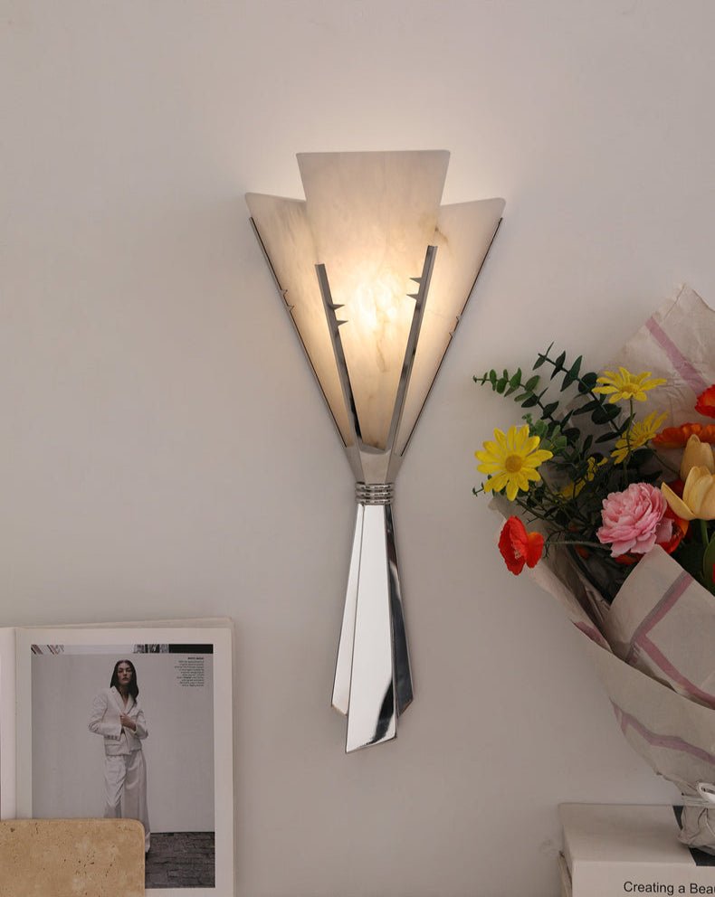 Florent Alabaster Fan Wall Light, Hardwired Wall Sconce, detail 5