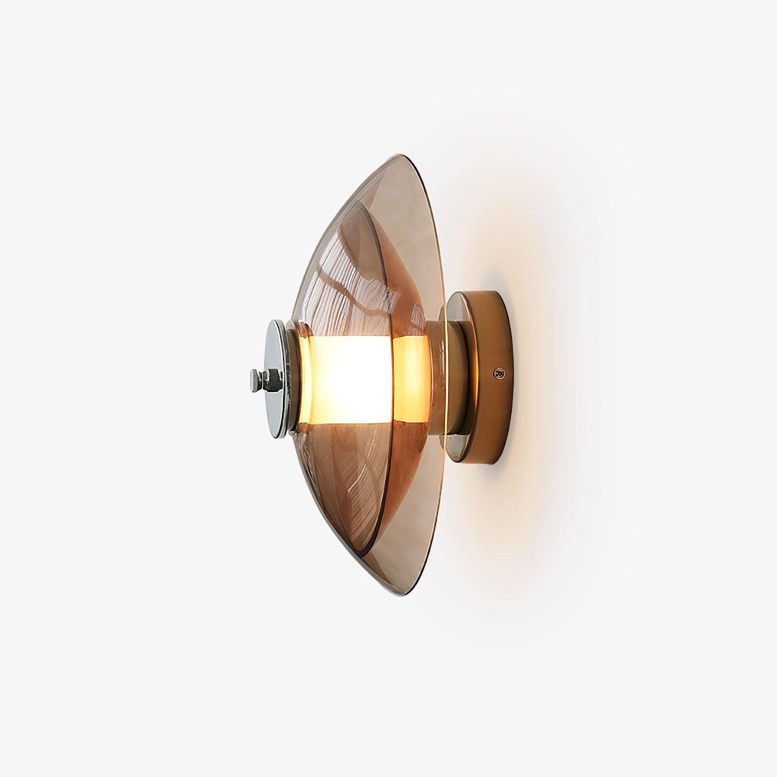 Flying Saucer Chrome Wall Light, Hardwired Wall Sconce, Metal, Dia 30cm x H 12cm