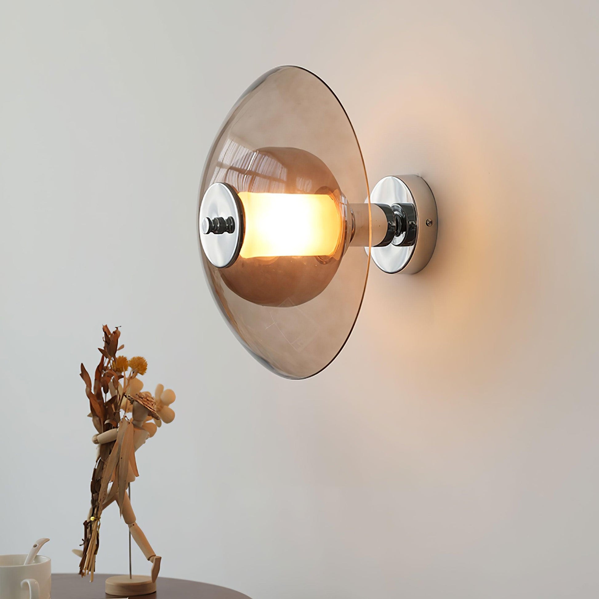 Flying Saucer Chrome Wall Light, Hardwired Wall Sconce, detail 2