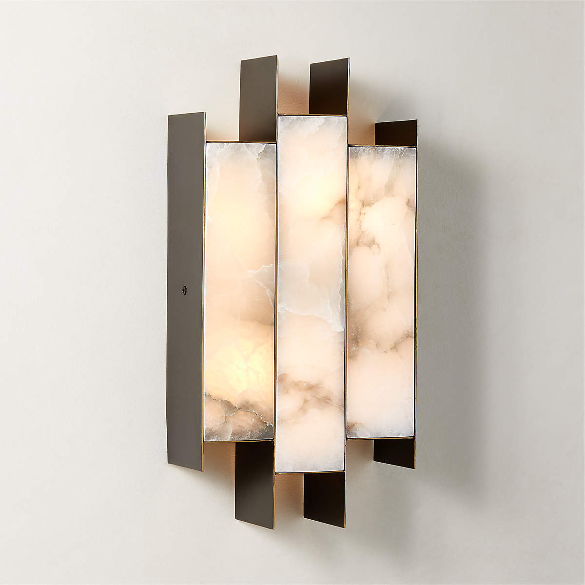 Folded Alabaster Panel Wall Light, Hardwired Wall Sconce, Metal, Dia 20cm x H 54cm