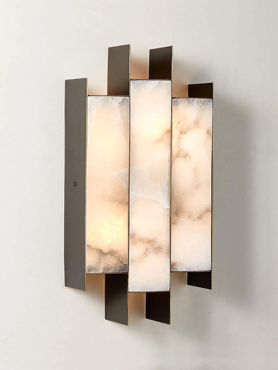 Folded Alabaster Panel Wall Light, Hardwired Wall Sconce, detail 5