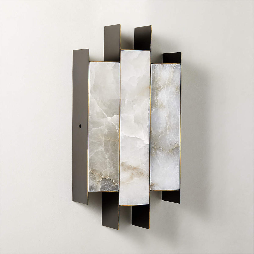 Folded Alabaster Panel Wall Light, Hardwired Wall Sconce, detail 6