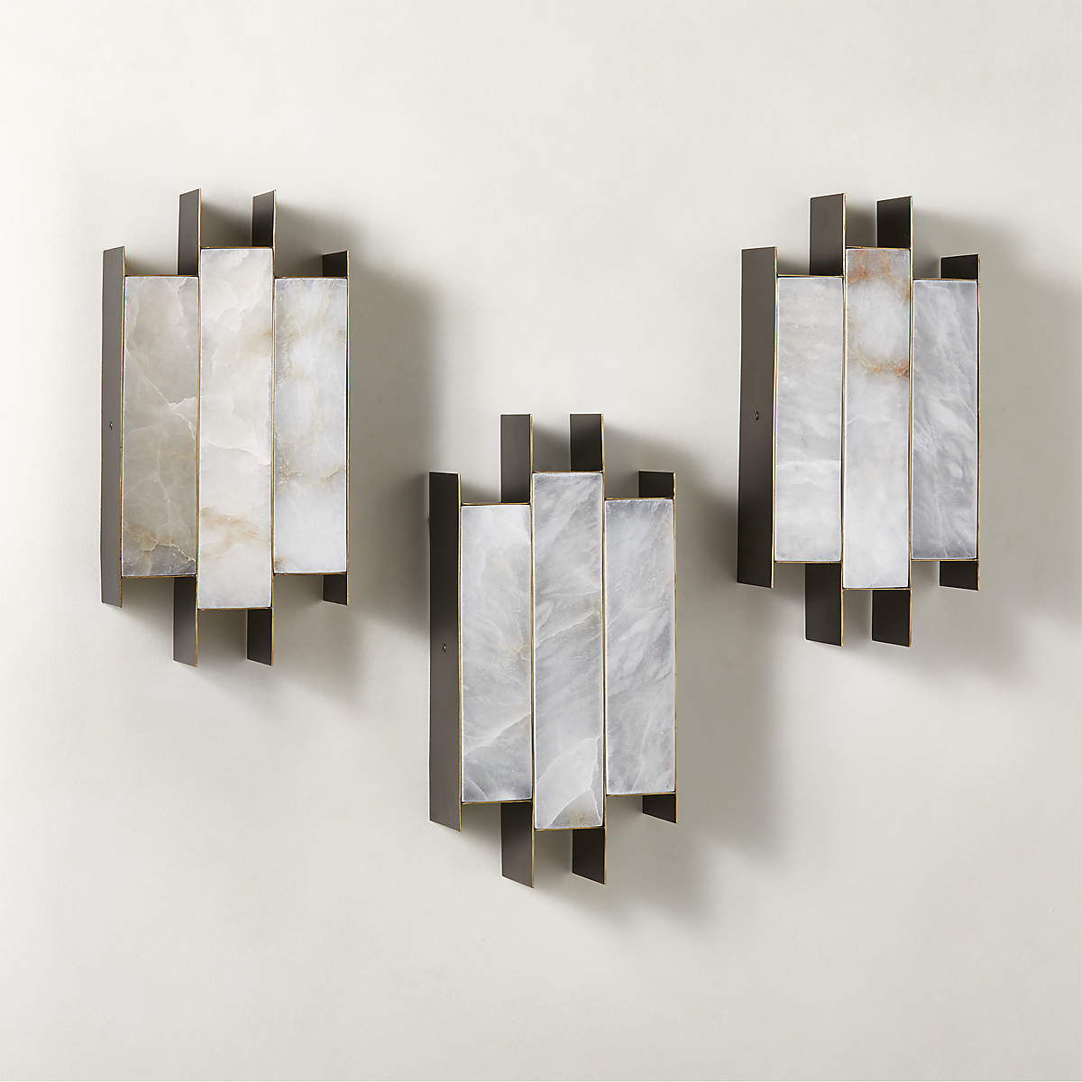 Folded Alabaster Panel Wall Light, Hardwired Wall Sconce, detail 7