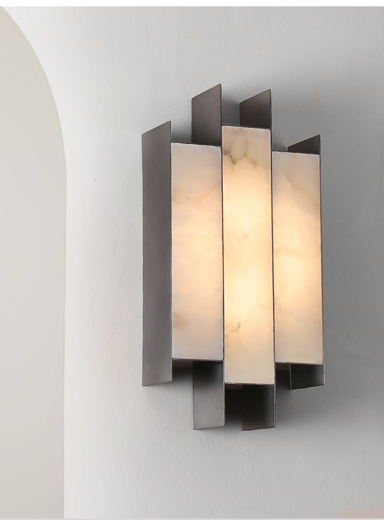 Folded Alabaster Panel Wall Light, Hardwired Wall Sconce, detail 11