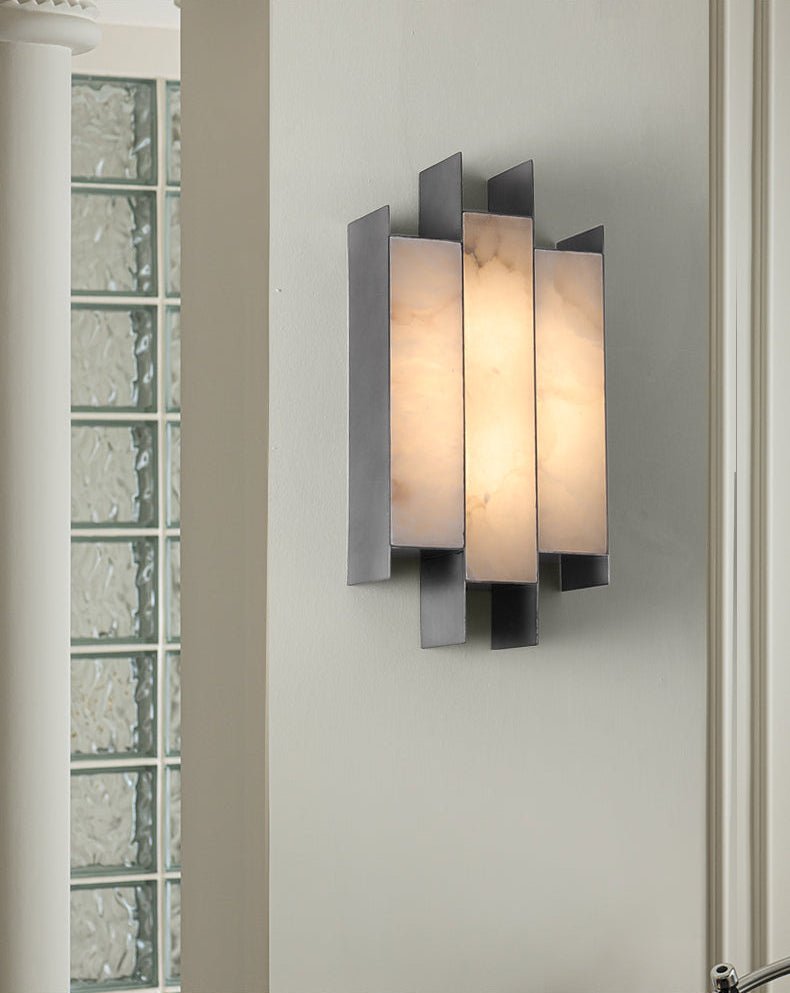 Folded Alabaster Panel Wall Light, Hardwired Wall Sconce, detail 3