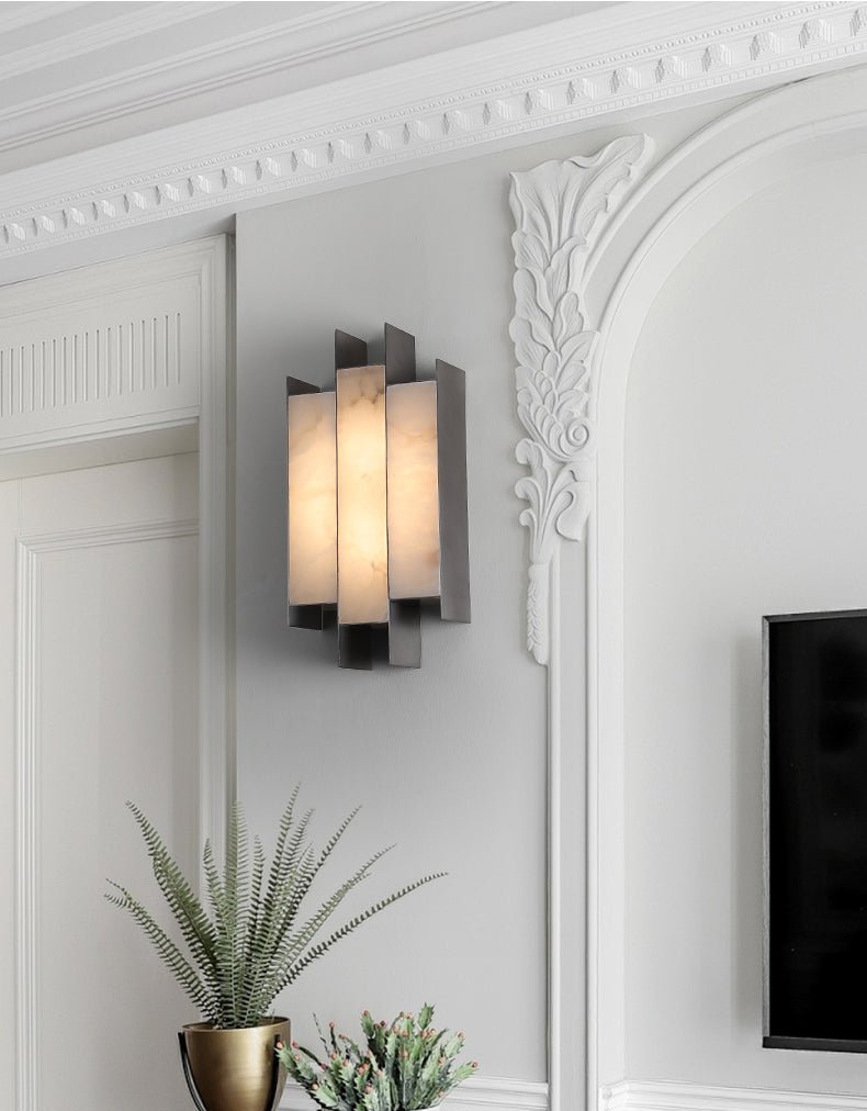 Folded Alabaster Panel Wall Light, Hardwired Wall Sconce, detail 4