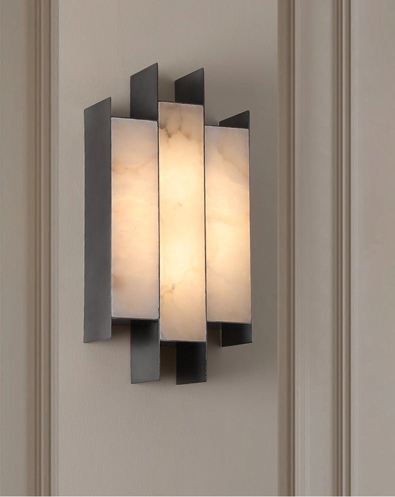 Folded Alabaster Panel Wall Light, Hardwired Wall Sconce, detail 14