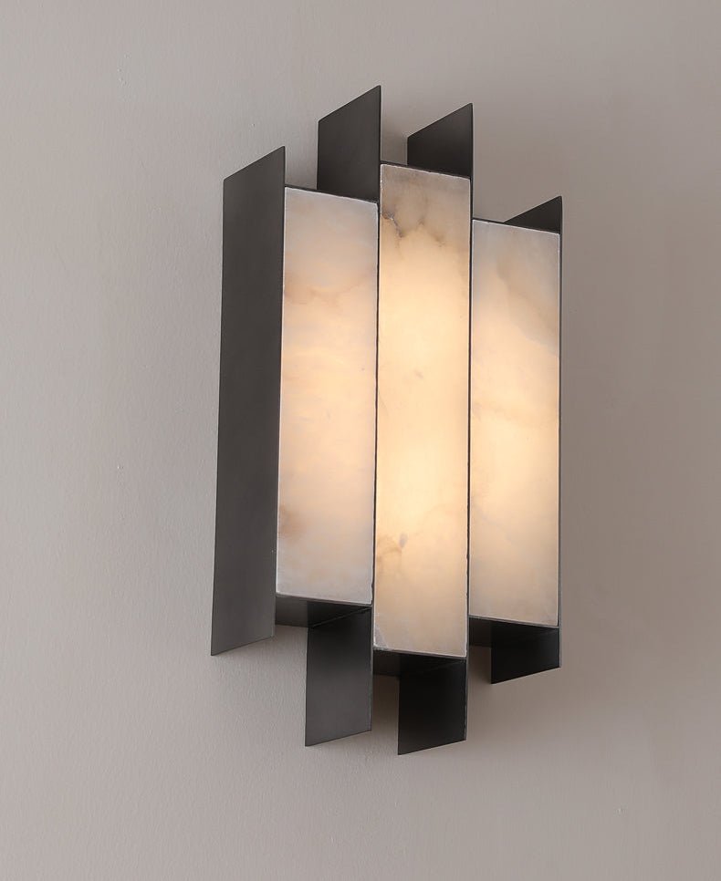 Folded Alabaster Panel Wall Light, Hardwired Wall Sconce, detail 15