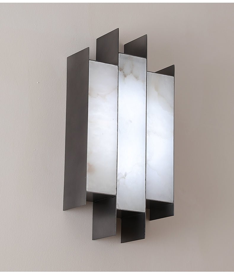 Folded Alabaster Panel Wall Light, Hardwired Wall Sconce, detail 17