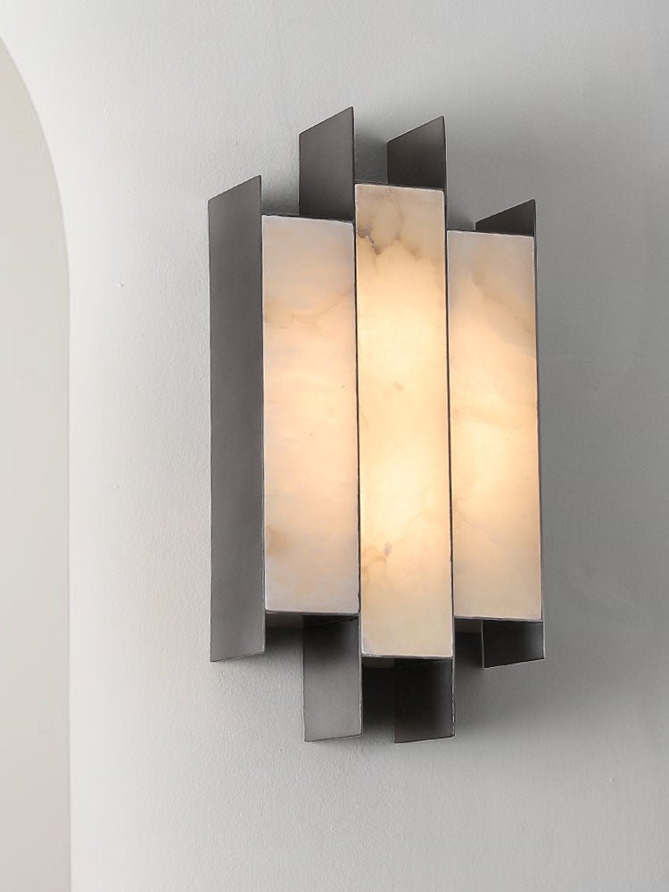 Folded Alabaster Panel Wall Light, Hardwired Wall Sconce, detail 21