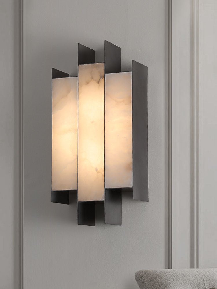 Folded Alabaster Panel Wall Light, Hardwired Wall Sconce, detail 22