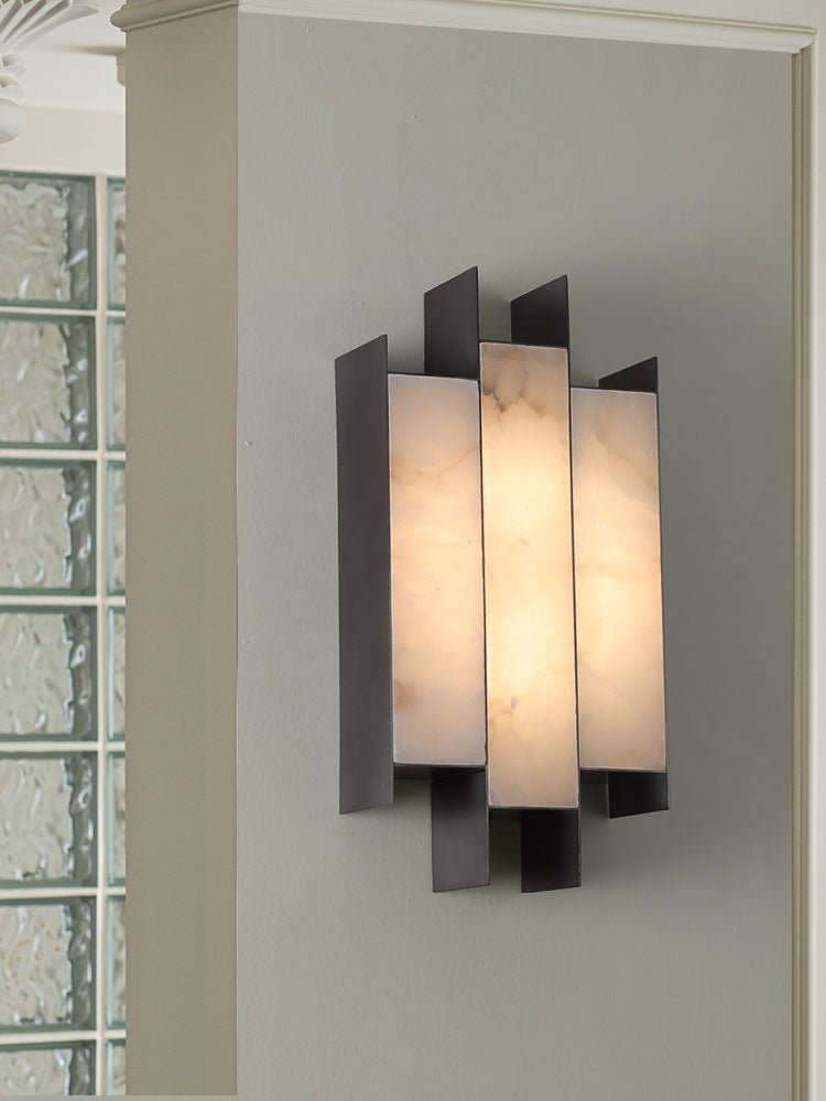 Folded Alabaster Panel Wall Light, Hardwired Wall Sconce, detail 23