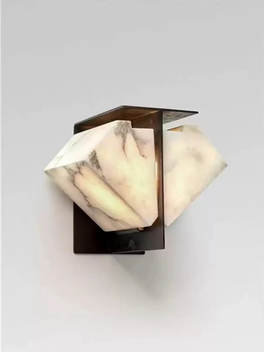 Folded Halo Alabaster Wall Light, Hardwired Wall Sconce, detail 5