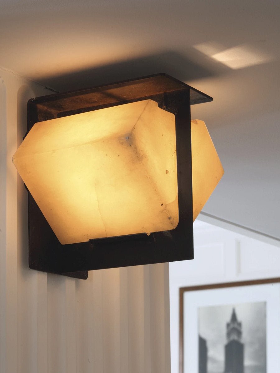 Folded Halo Alabaster Wall Light, Hardwired Wall Sconce, detail 4