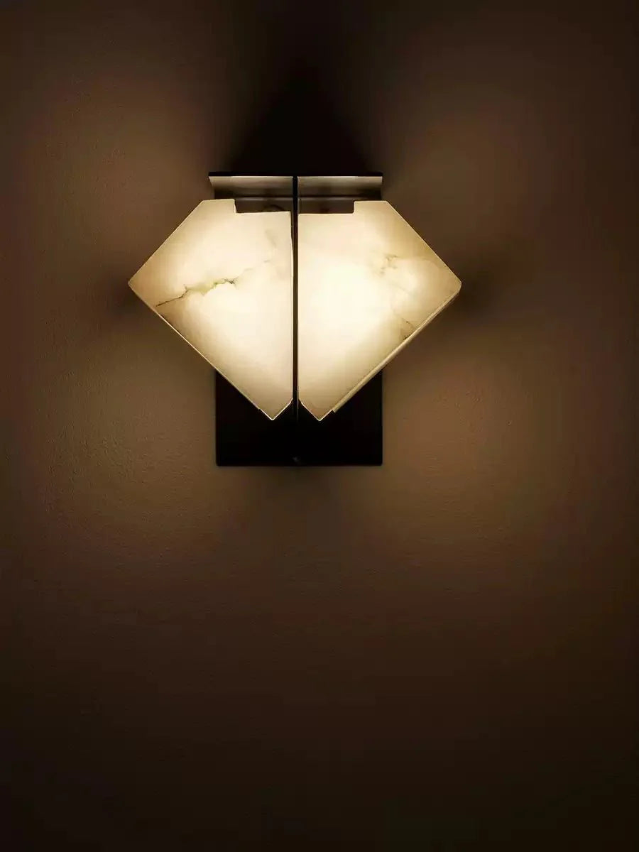 Folded Halo Alabaster Wall Light, Hardwired Wall Sconce, detail 7