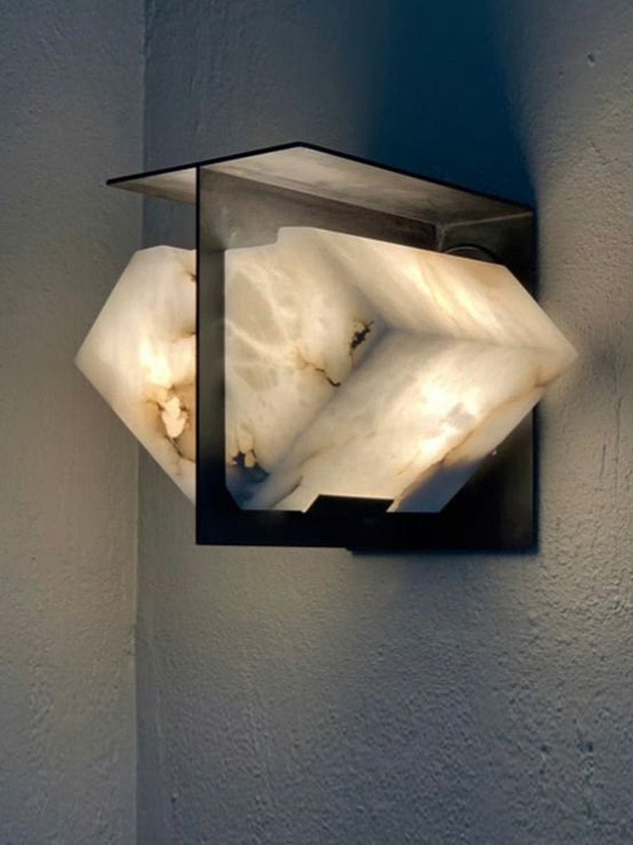 Folded Halo Alabaster Wall Light, Hardwired Wall Sconce, detail 6
