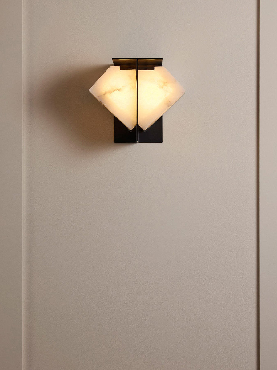 Folded Halo Alabaster Wall Light, Hardwired Wall Sconce, detail 8