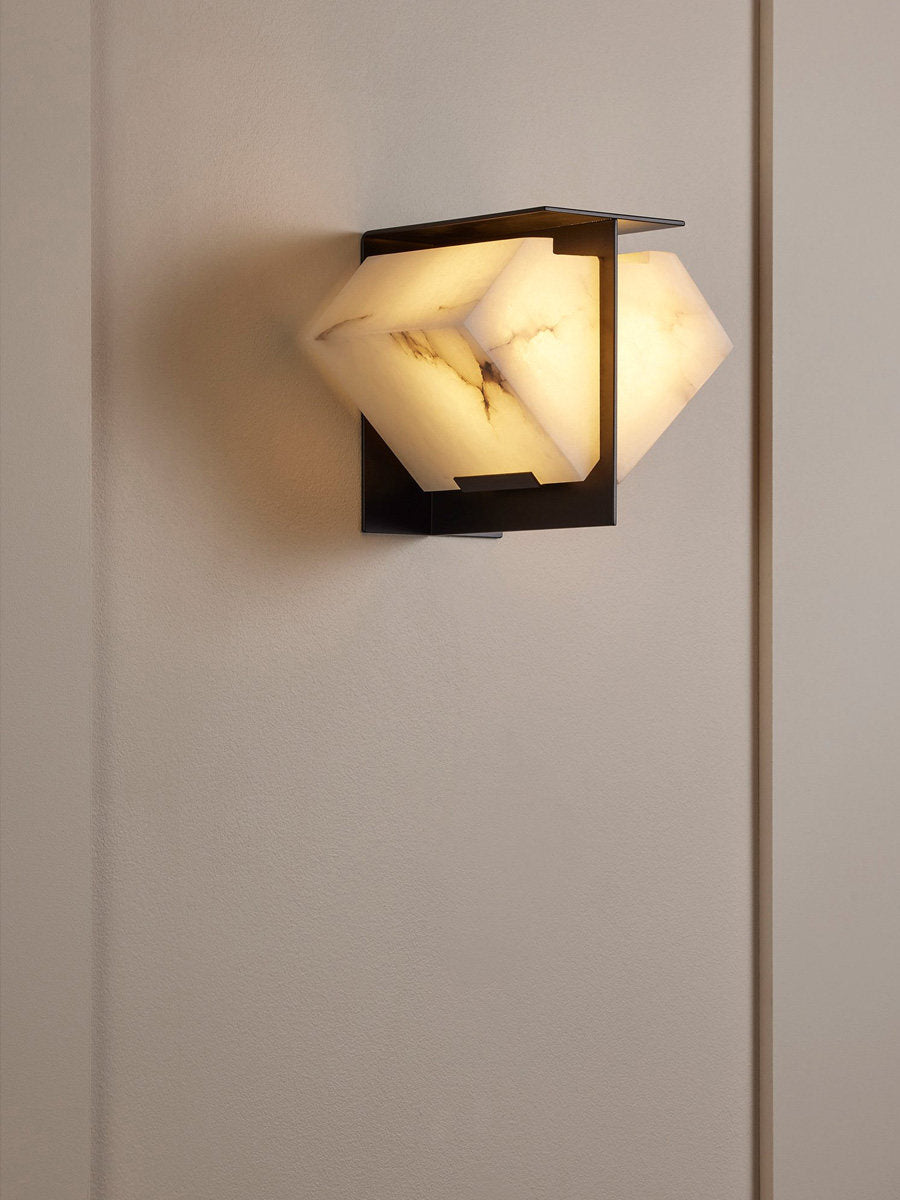 Folded Halo Alabaster Wall Light, Hardwired Wall Sconce, detail 9