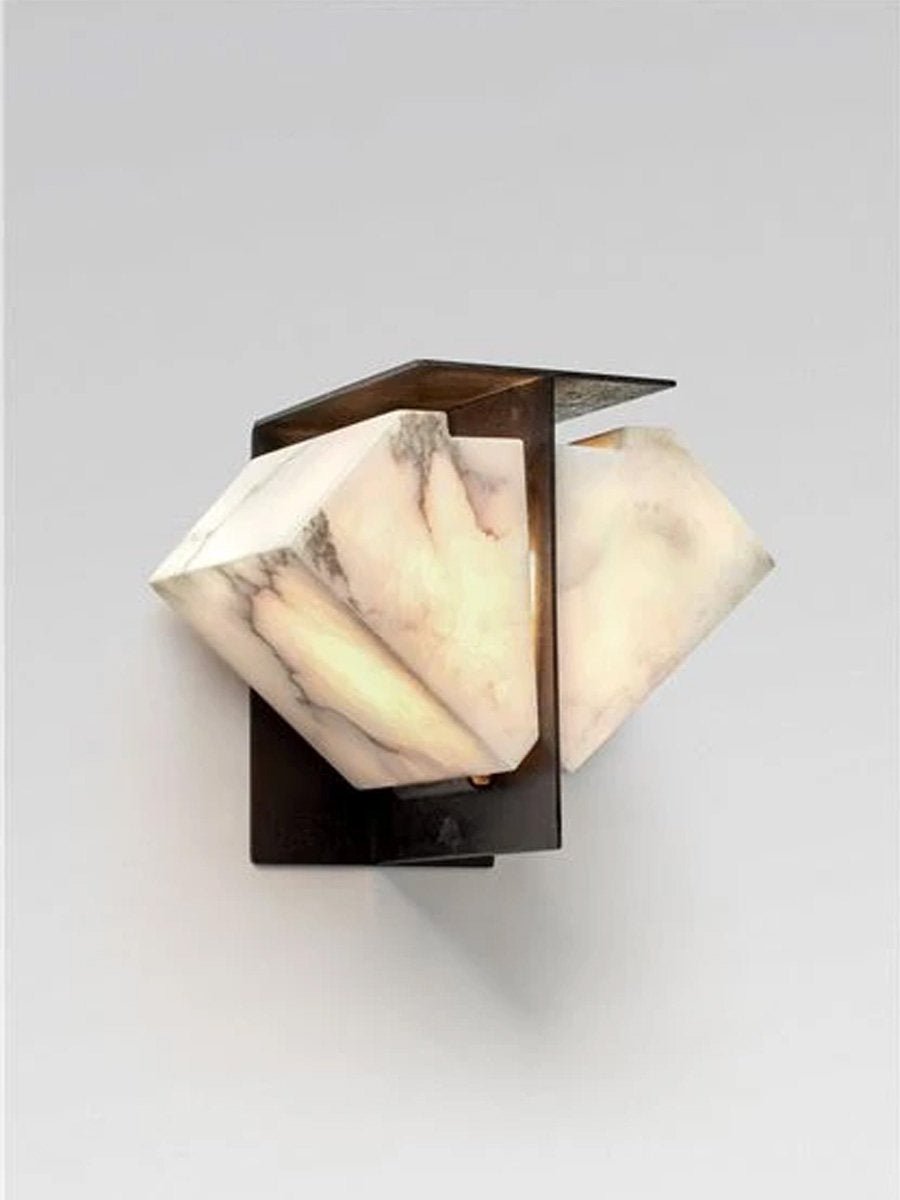 Folded Halo Alabaster Wall Light, Hardwired Wall Sconce, detail 10
