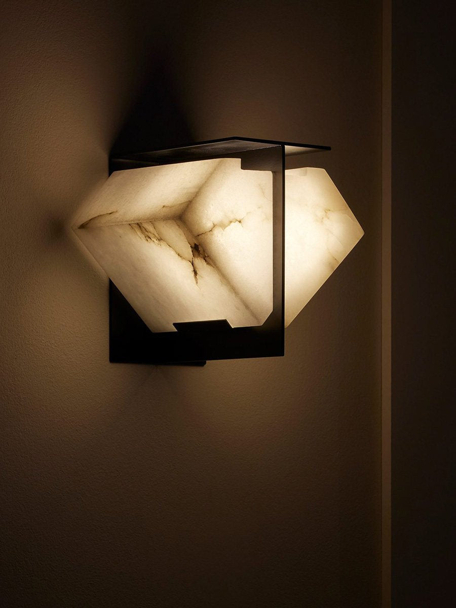 Folded Halo Alabaster Wall Light, Hardwired Wall Sconce, detail 11