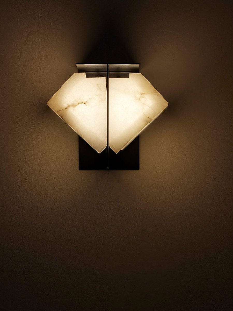 Folded Halo Alabaster Wall Light, Hardwired Wall Sconce, detail 12