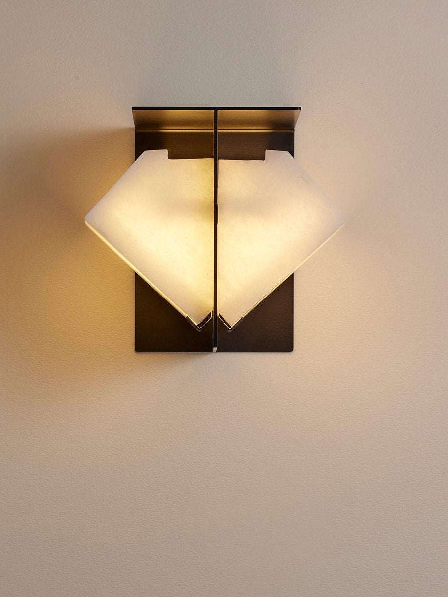 Folded Halo Alabaster Wall Light, Hardwired Wall Sconce, detail 13