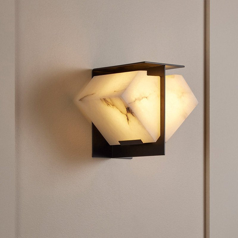 Folded Halo Alabaster Wall Light, Hardwired Wall Sconce, detail 3