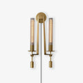 French Classicism Plug-In Wall Light, Plug-In Wall Sconce, Brass, ∅ 9″ x H 28″