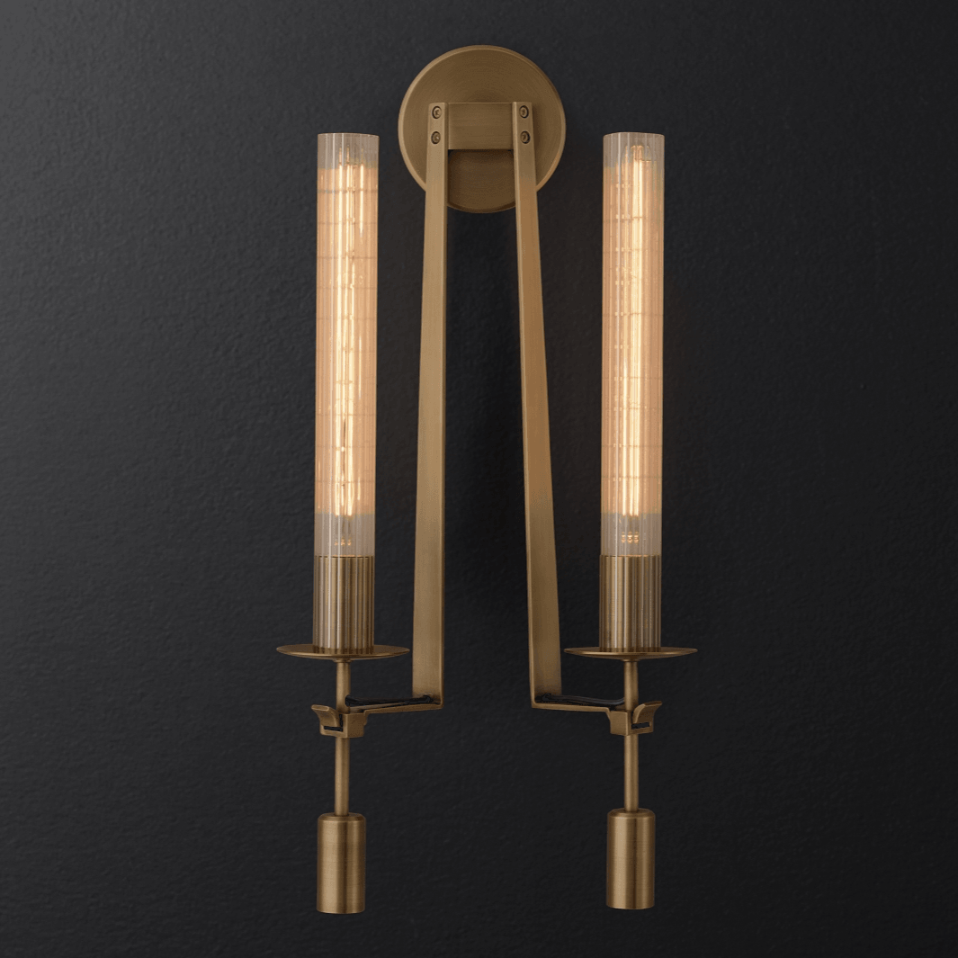 French Classicism Wall Light - Dia 22cm x H 71cm Set of 2 Brass, Hardwired Wall Sconce, detail 7