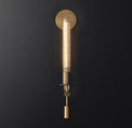 French Classicism Wall Light - Dia 12cm x H 71cm Brass, Hardwired Wall Sconce