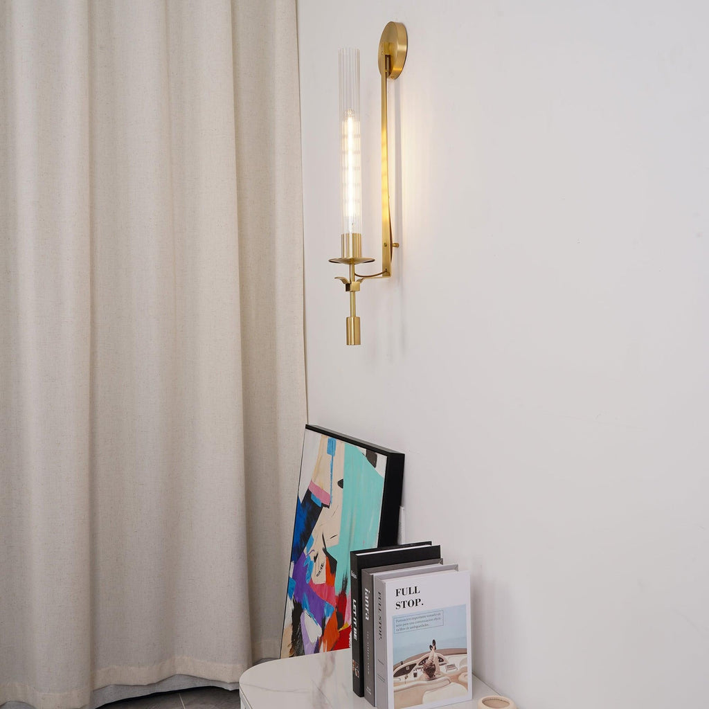 French Classicism Wall Light - Dia 12cm x H 71cm Brass, Hardwired Wall Sconce, detail 6