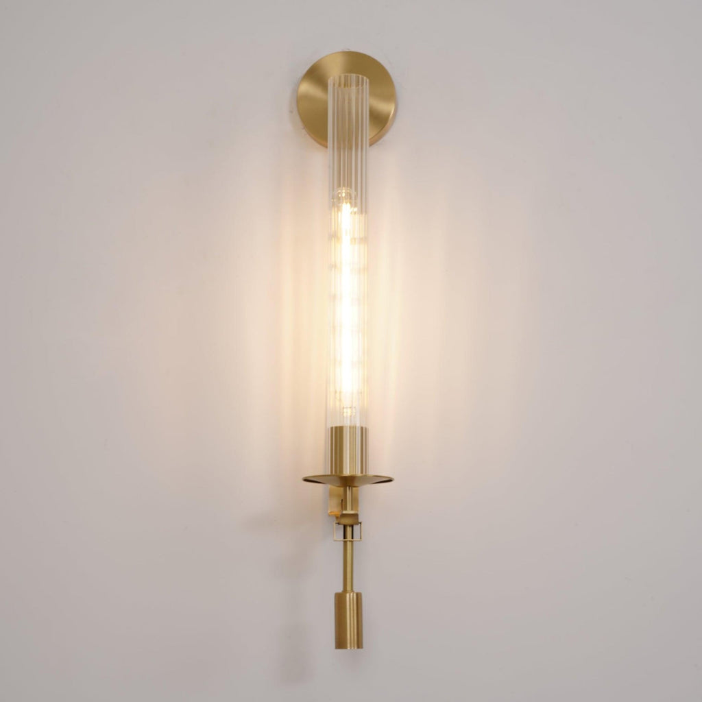 French Classicism Wall Light - Dia 12cm x H 71cm Brass, Hardwired Wall Sconce, detail 5