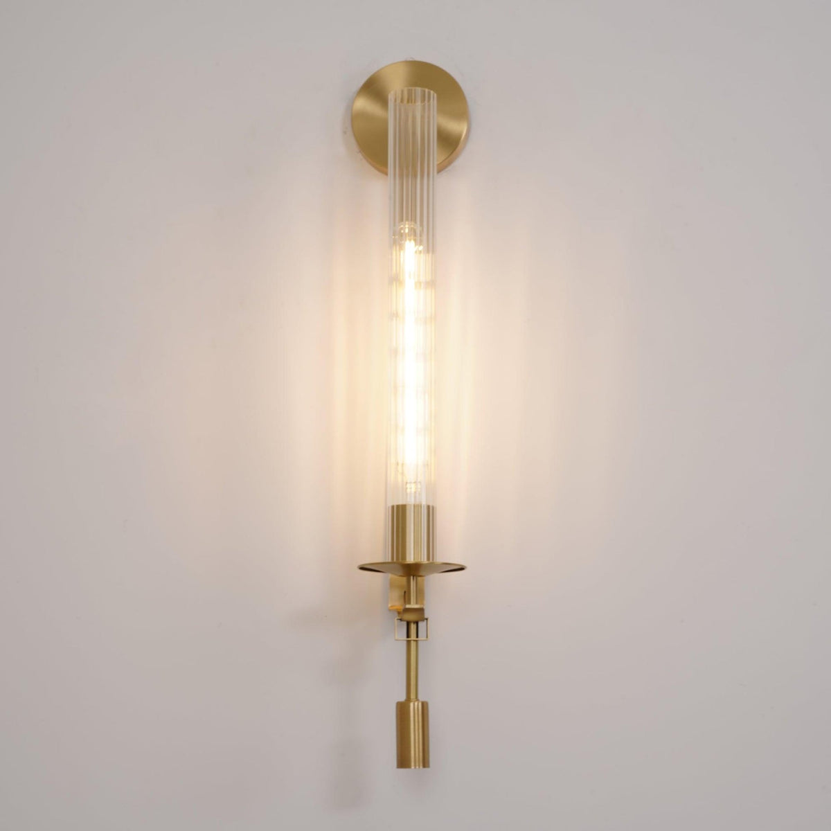 French Classicism Wall Light - Dia 12cm x H 71cm Brass, Hardwired Wall Sconce, detail 5