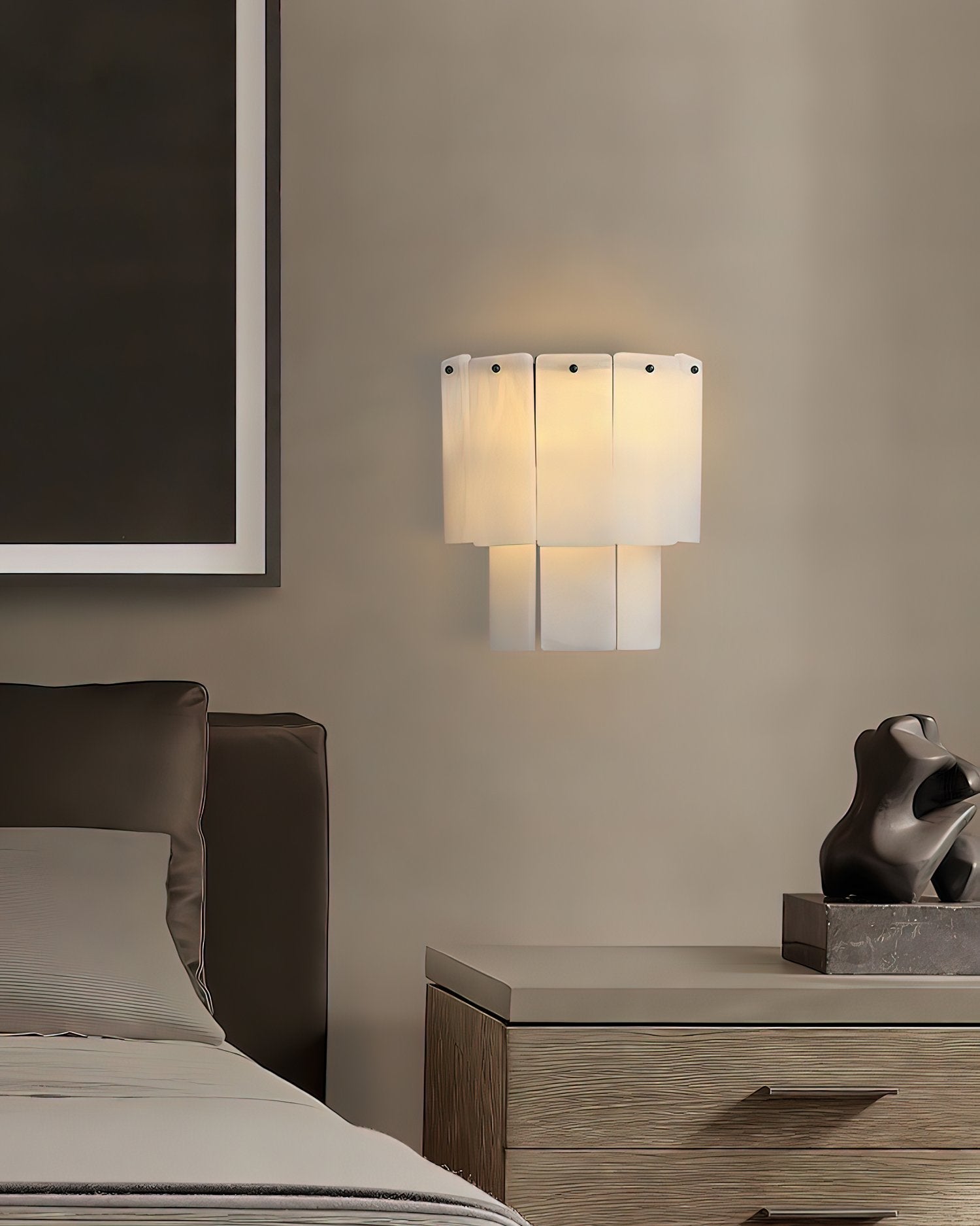 Fractured Alabaster Wall Light - Dia 16cm x W 26cm x H 20cm Metal, Hardwired Wall Sconce, detail 10