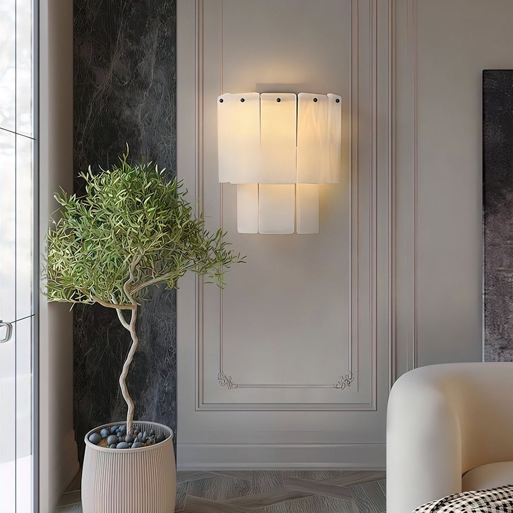 Fractured Alabaster Wall Light - Dia 16cm x W 26cm x H 20cm Metal, Hardwired Wall Sconce, detail 3