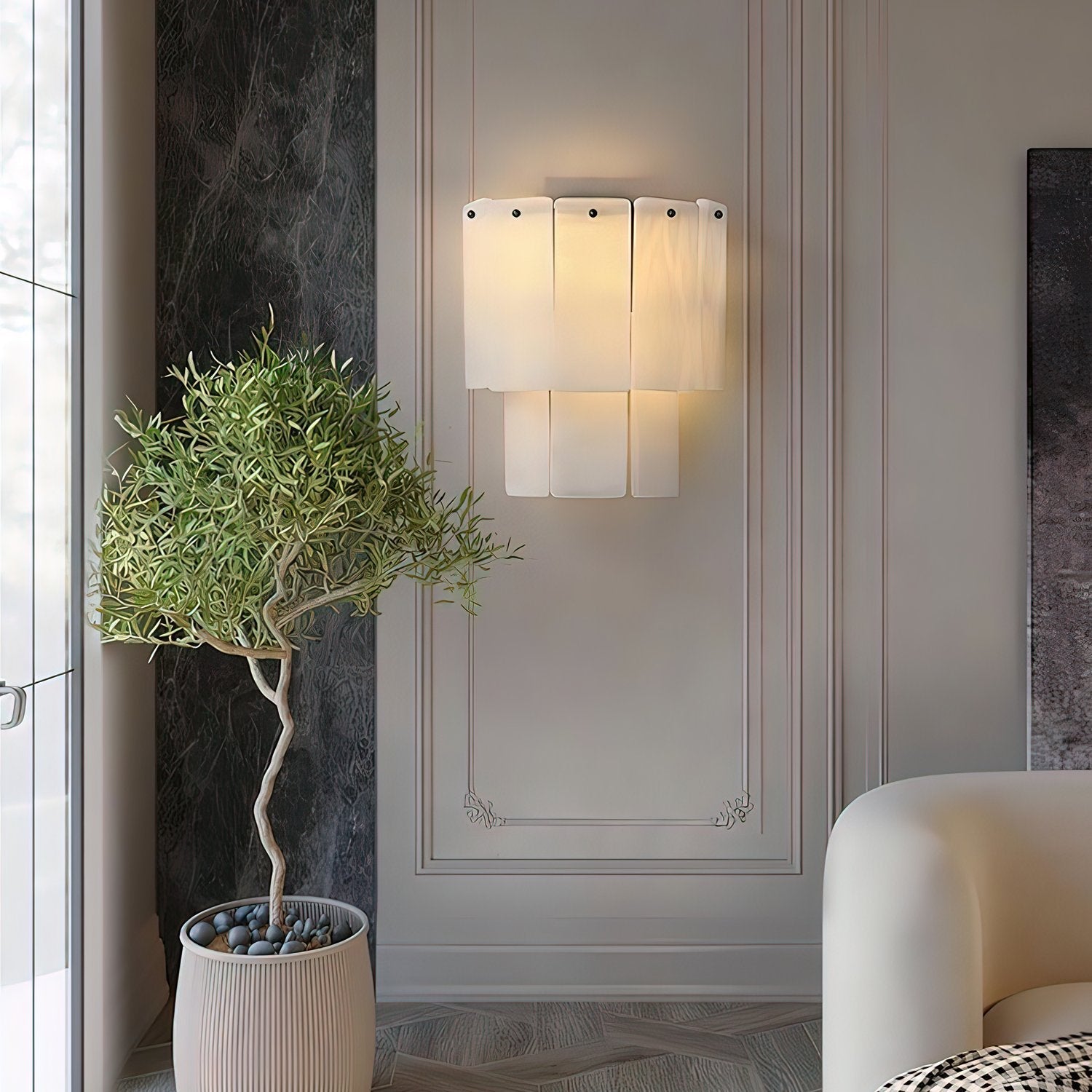 Fractured Alabaster Wall Light - Wall Lamp, Hardwired Wall Sconce, detail 2