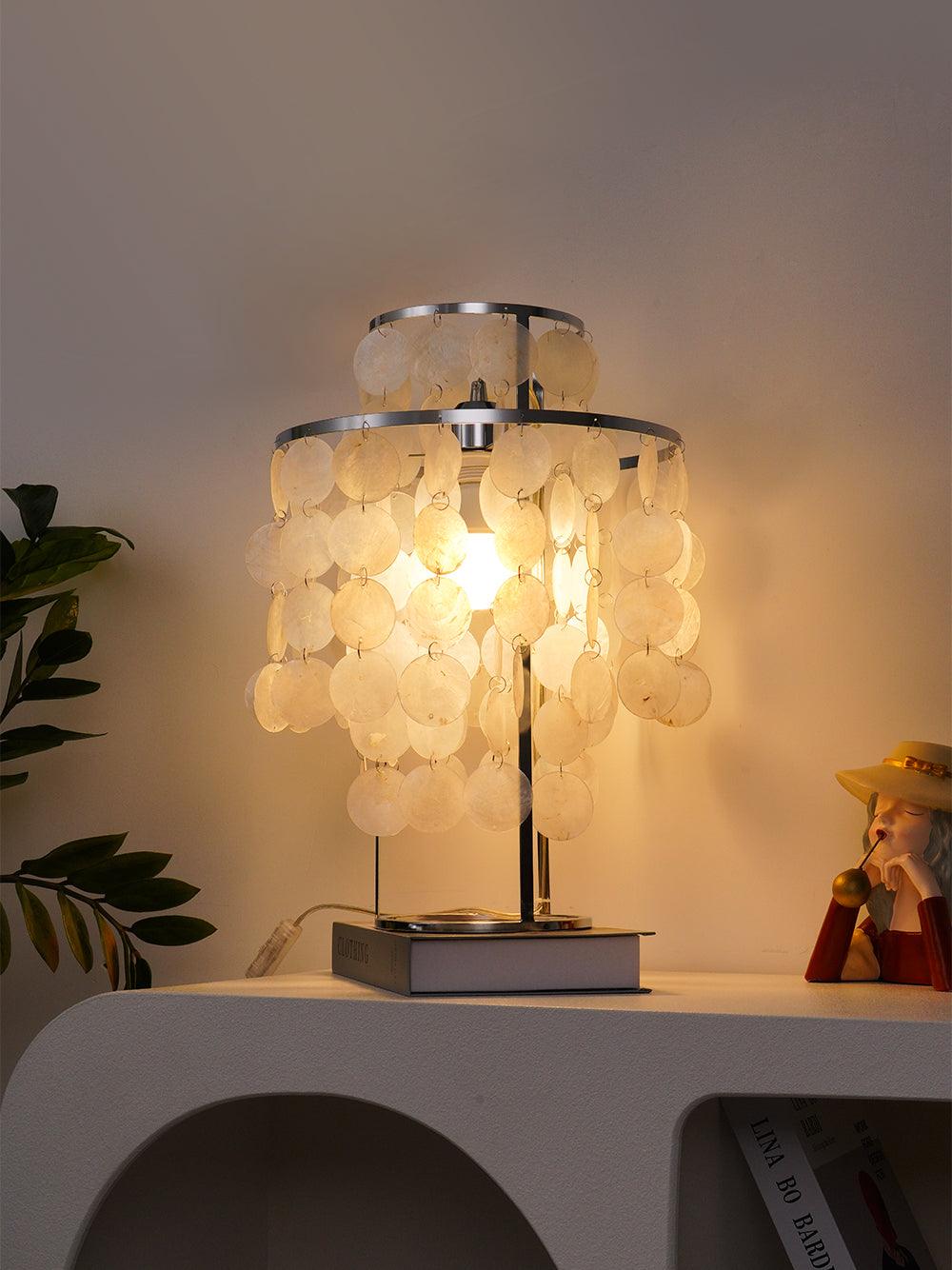 Circular Shell Table Light, Bedside Table Lamp, detail 19