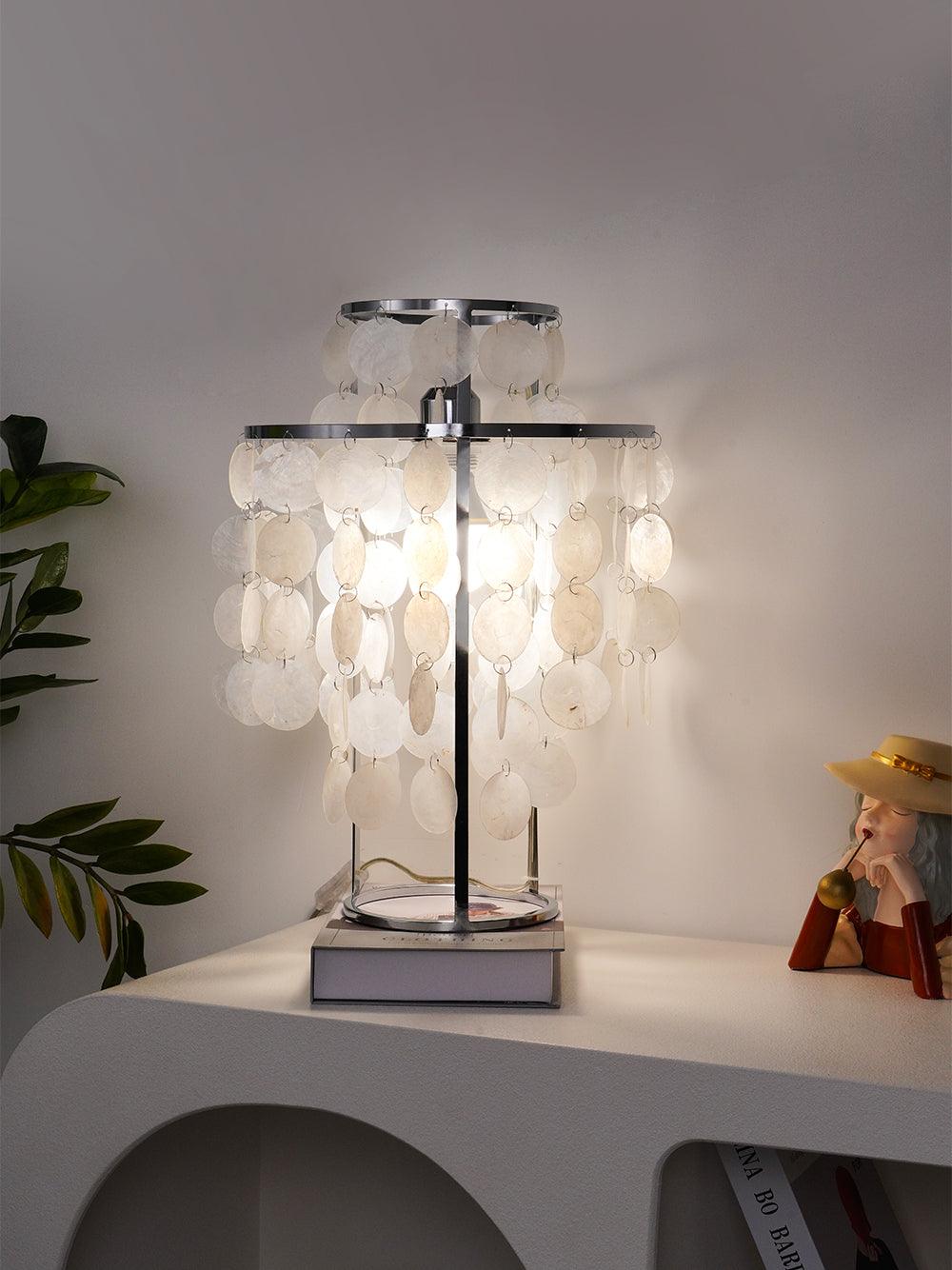 Circular Shell Table Light, Bedside Table Lamp, detail 21