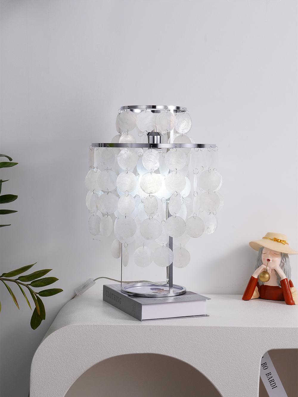 Circular Shell Table Light, Bedside Table Lamp, detail 22