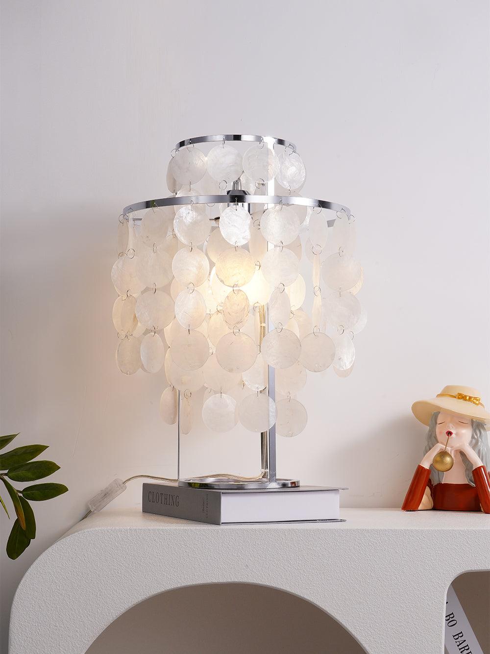 Circular Shell Table Light, Bedside Table Lamp, detail 23