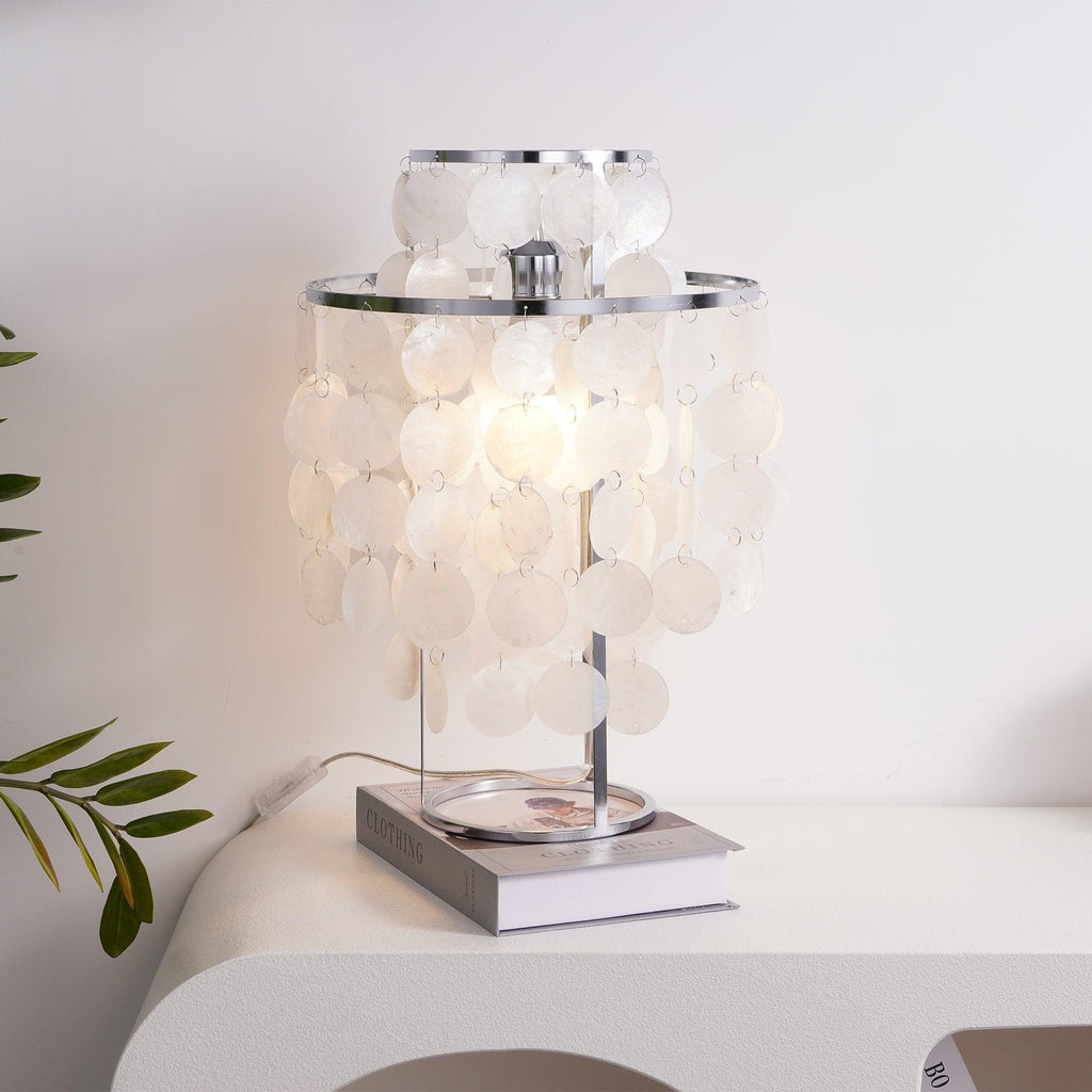Circular Shell Table Light, Bedside Table Lamp, detail 3