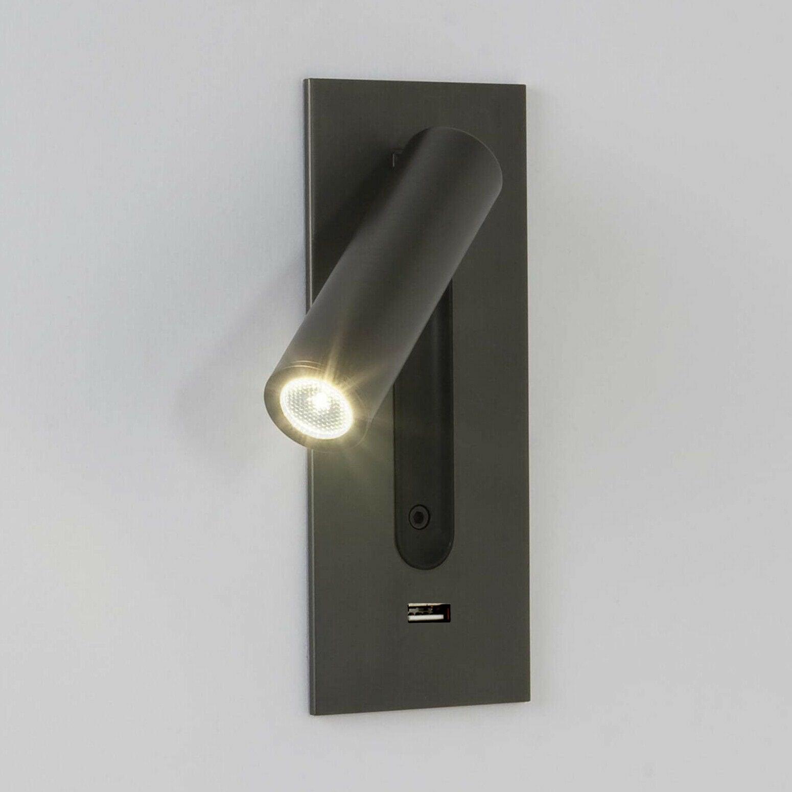 Black Bedside USB Wall Light - Dia 7.8cm x H 18.3cm Aluminum alloy, Bedroom Wall Sconce, detail 4