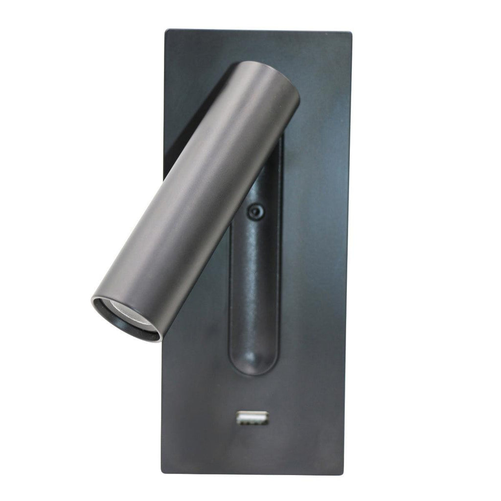 Black Bedside USB Wall Light - ∅ 3″ x H ‪7.2″ Aluminum alloy, Bedroom Wall Sconce, detail 23