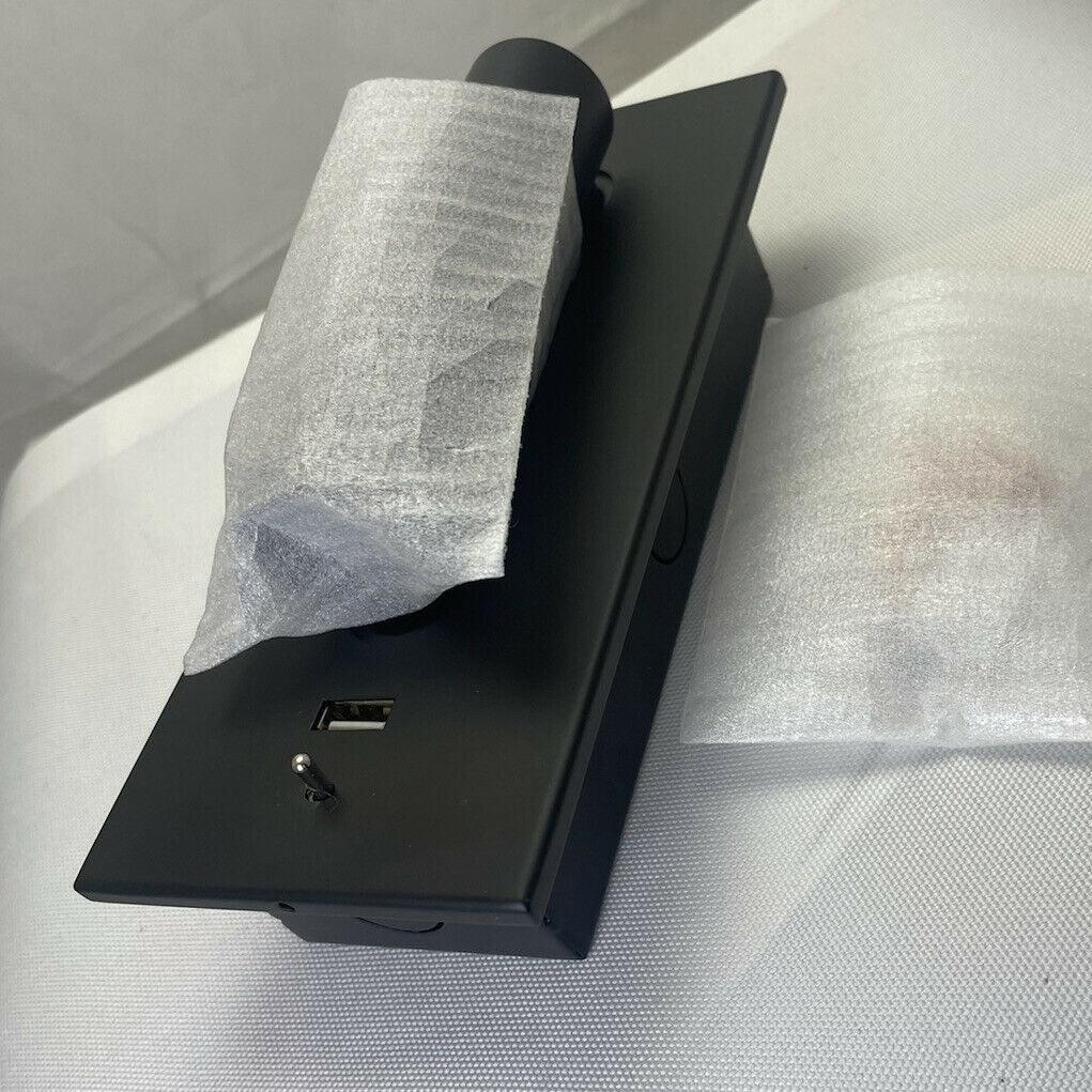 Black Bedside USB Wall Light - ∅ 3″ x H ‪7.2″ Aluminum alloy, Bedroom Wall Sconce, detail 5