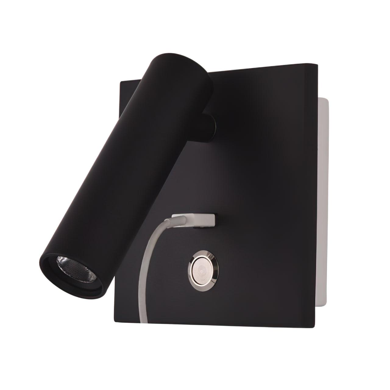 Black Bedside USB Wall Light - ∅ 3″ x H ‪7.2″ Aluminum alloy, Bedroom Wall Sconce, detail 15
