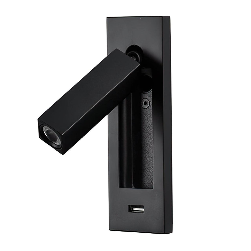 Black Bedside USB Wall Light - Dia 7.8cm x H 18.3cm Aluminum alloy, Bedroom Wall Sconce, detail 27