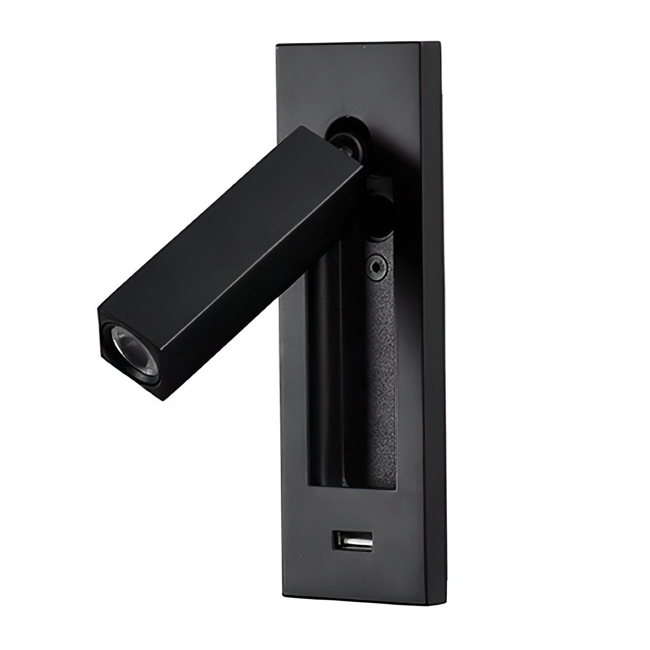 Black Bedside USB Wall Light - Dia 7.8cm x H 18.3cm Aluminum alloy, Bedroom Wall Sconce, detail 27